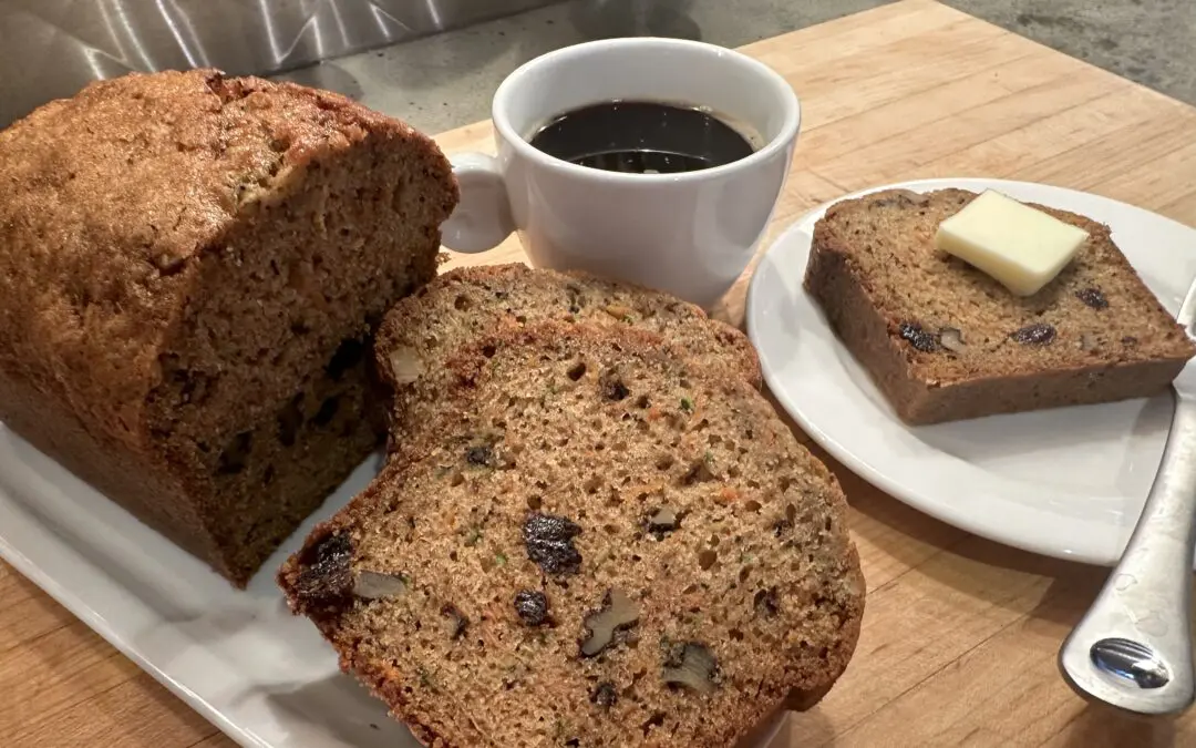 Carrot & Zucchini Bread with Poppyseeds & Raisins