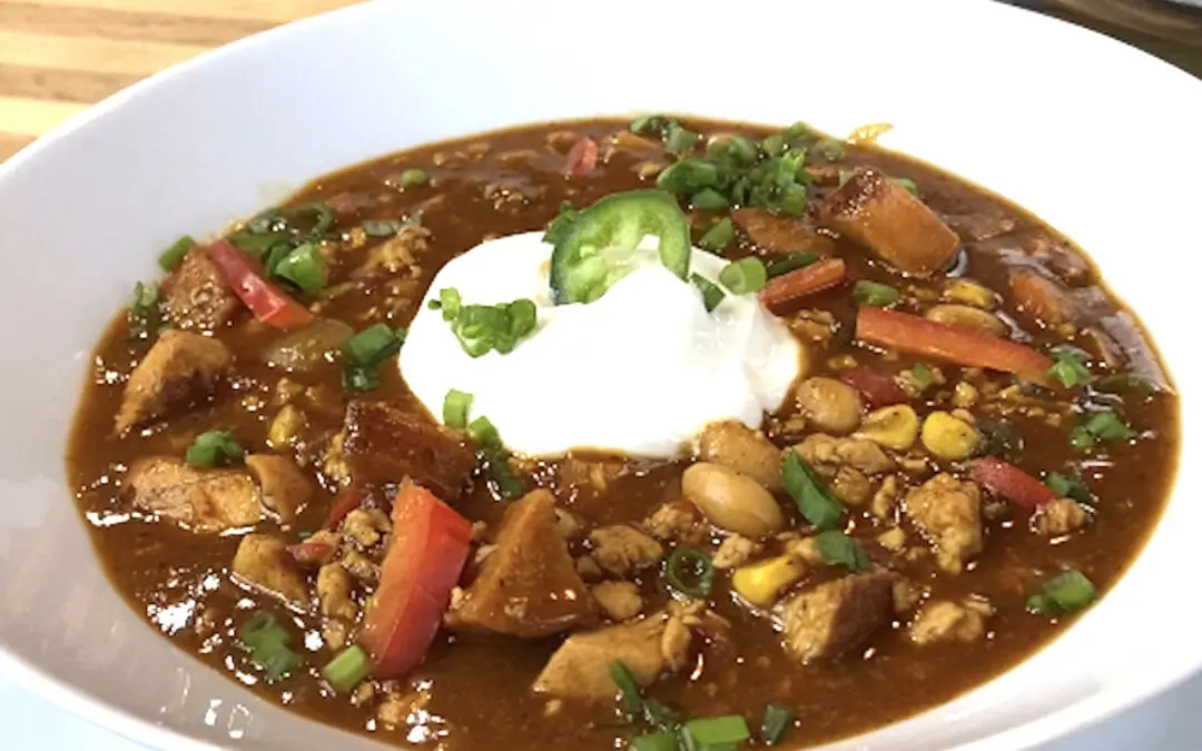 White Bean Chili with Smoked Ham and Sweet Corn