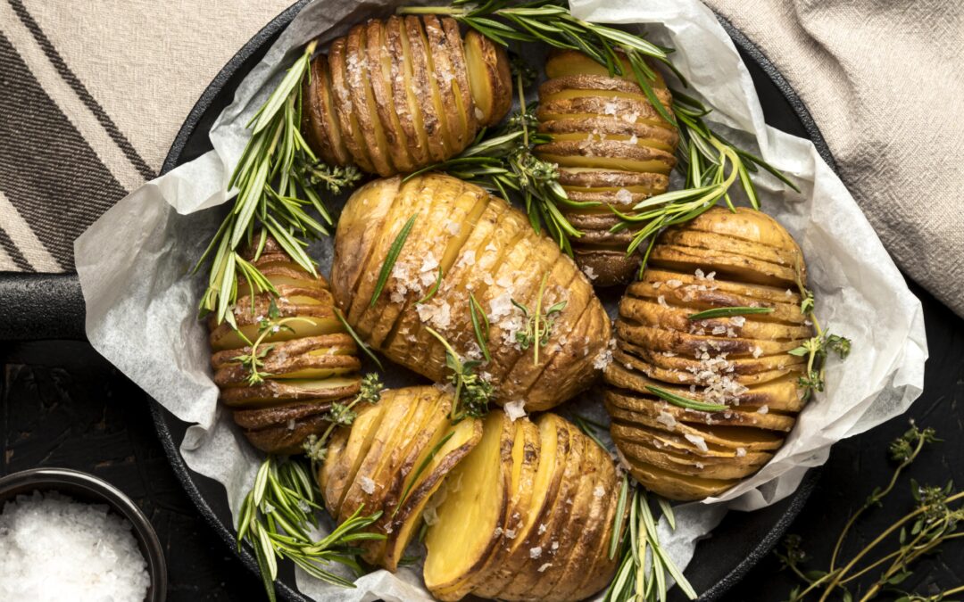 Butter Roasted Hasselback Potatoes with Rosemary