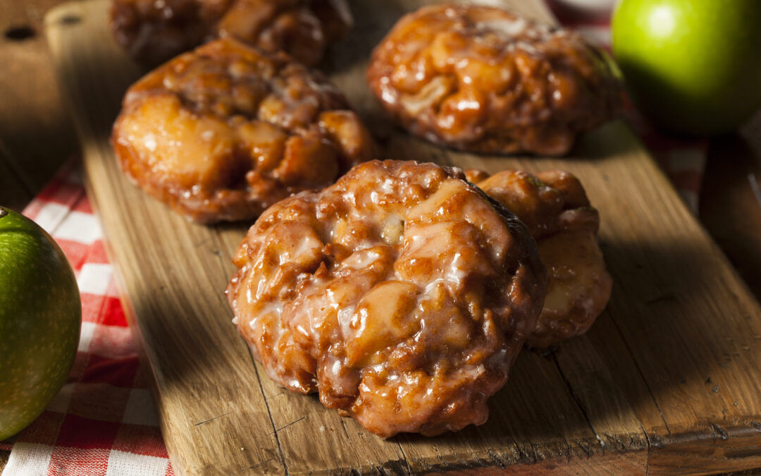 Michigan Apple Fritters with Sun-Dried Cherries and Maple Glaze