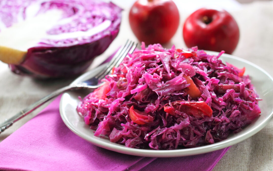 Braised Red Cabbage with Apples and Bacon